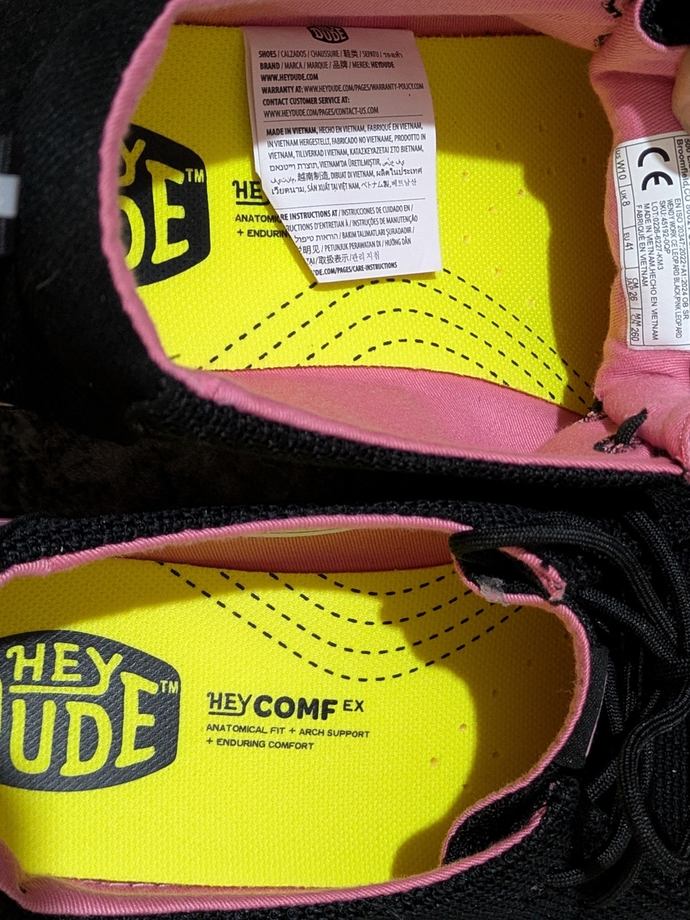 Hey Dude Wendy Black & Pink Leopard Slip-On Sneakers - Picture 3 of 4